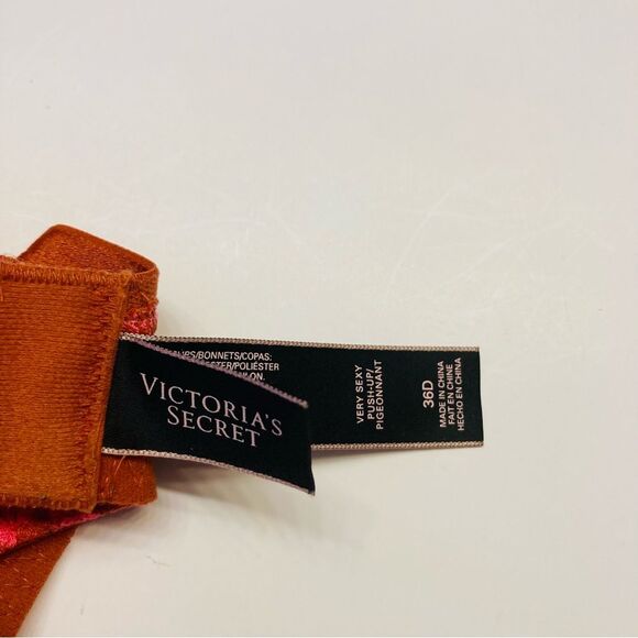 Victoria's Secret Very Sexy Push‎ Up Bra Pink Lace Rhinestone Bling Size 36D - Picture 5 of 6